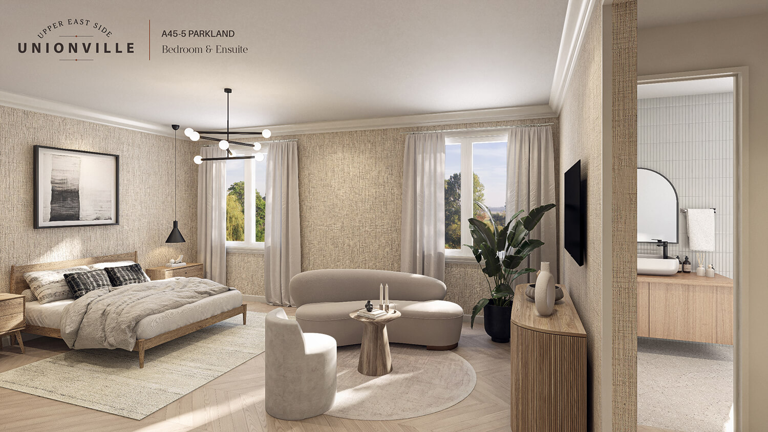 UpperEast Side Unionville bedroom and ensuite rendering